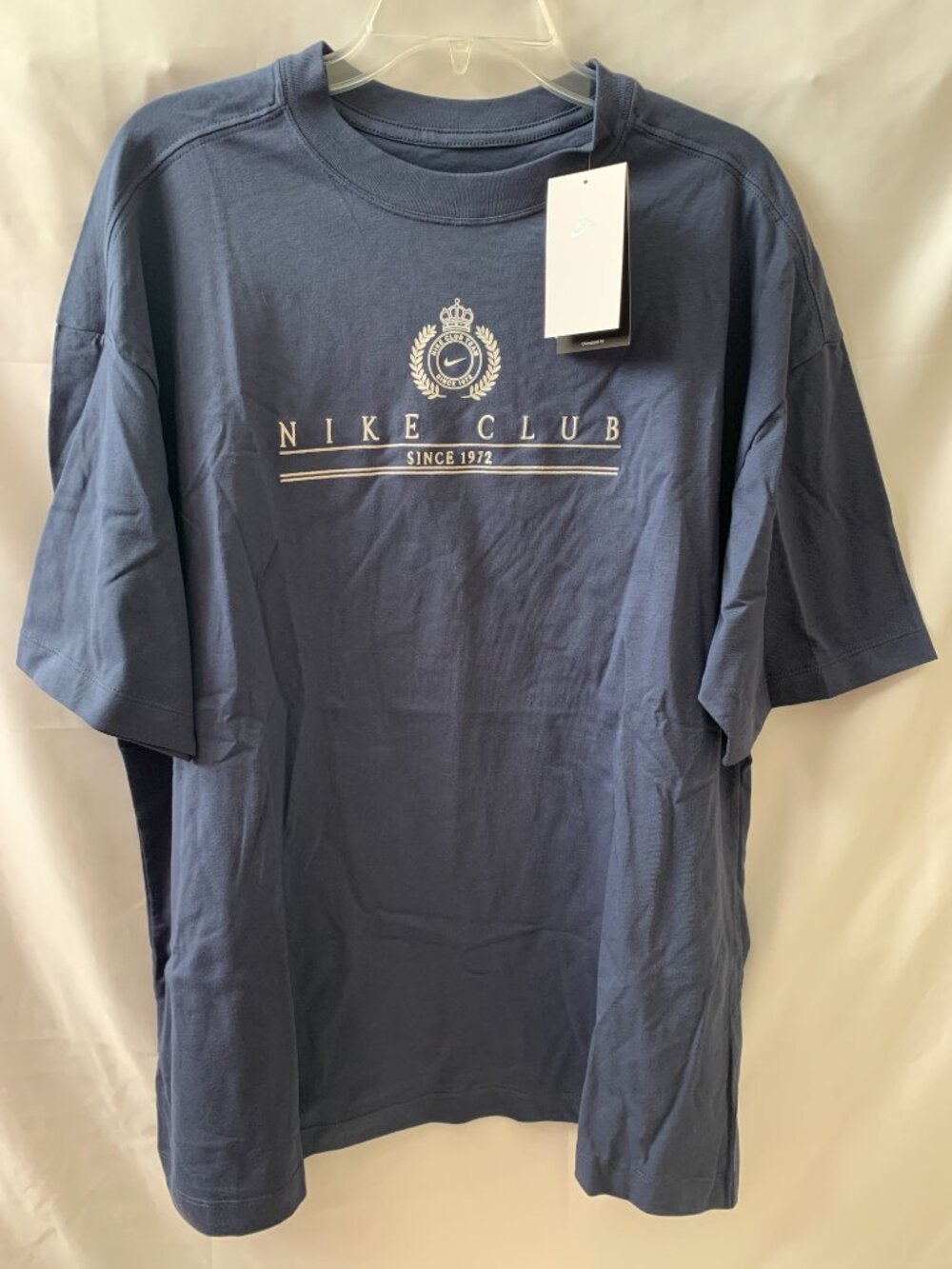 NIKE SPORTSWEAR Oversized Nike Club Short Sleeve Tee in Thunder Blue Sz MEDIUM
